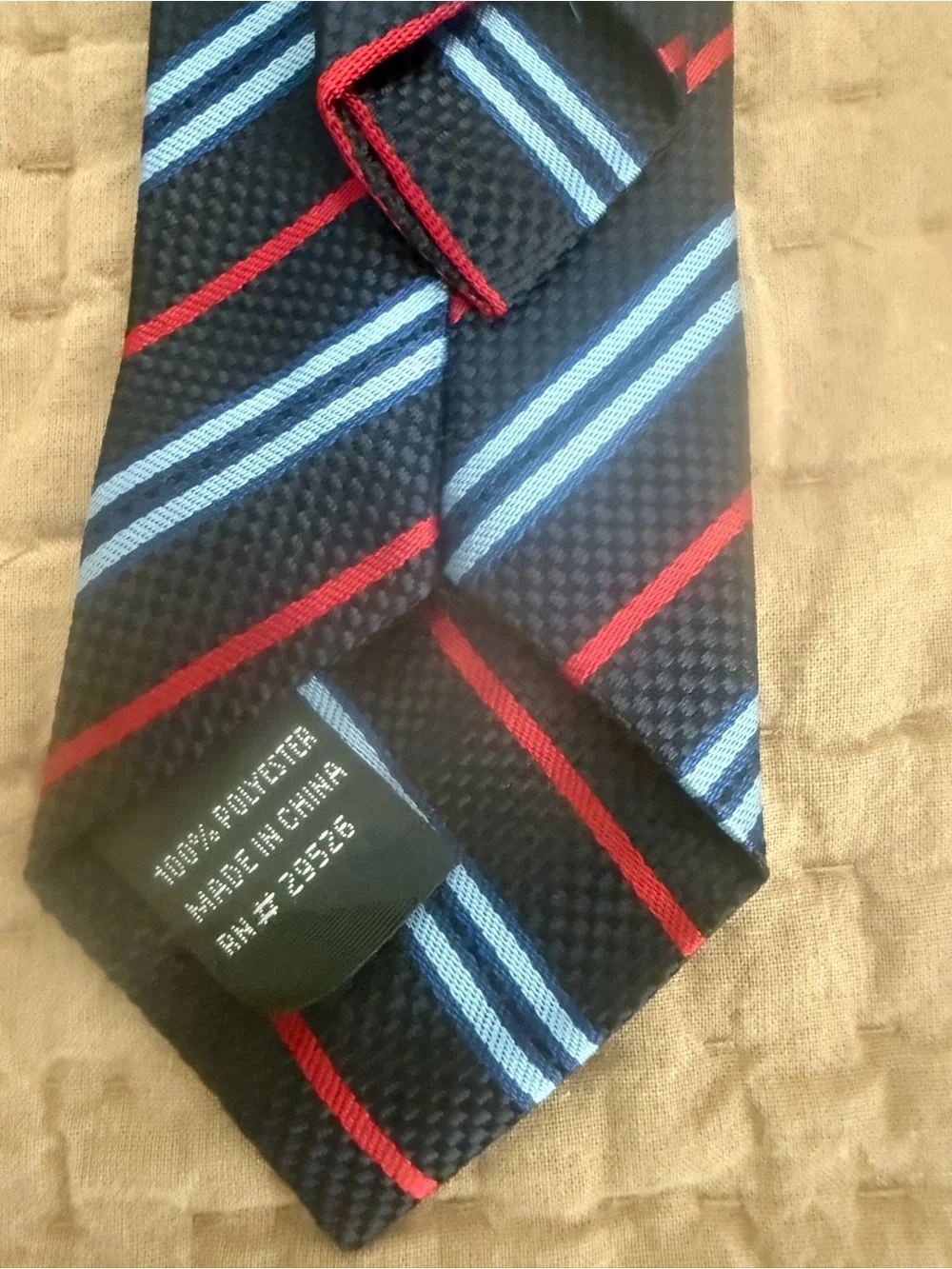 Boys Striped Blue & Red Neck Tie and Black Bow Tie